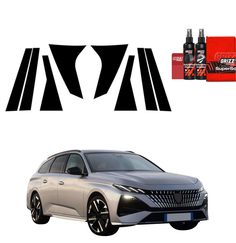 8w1 Czarna folia na słupki do Peugeot 308 SW (2026)