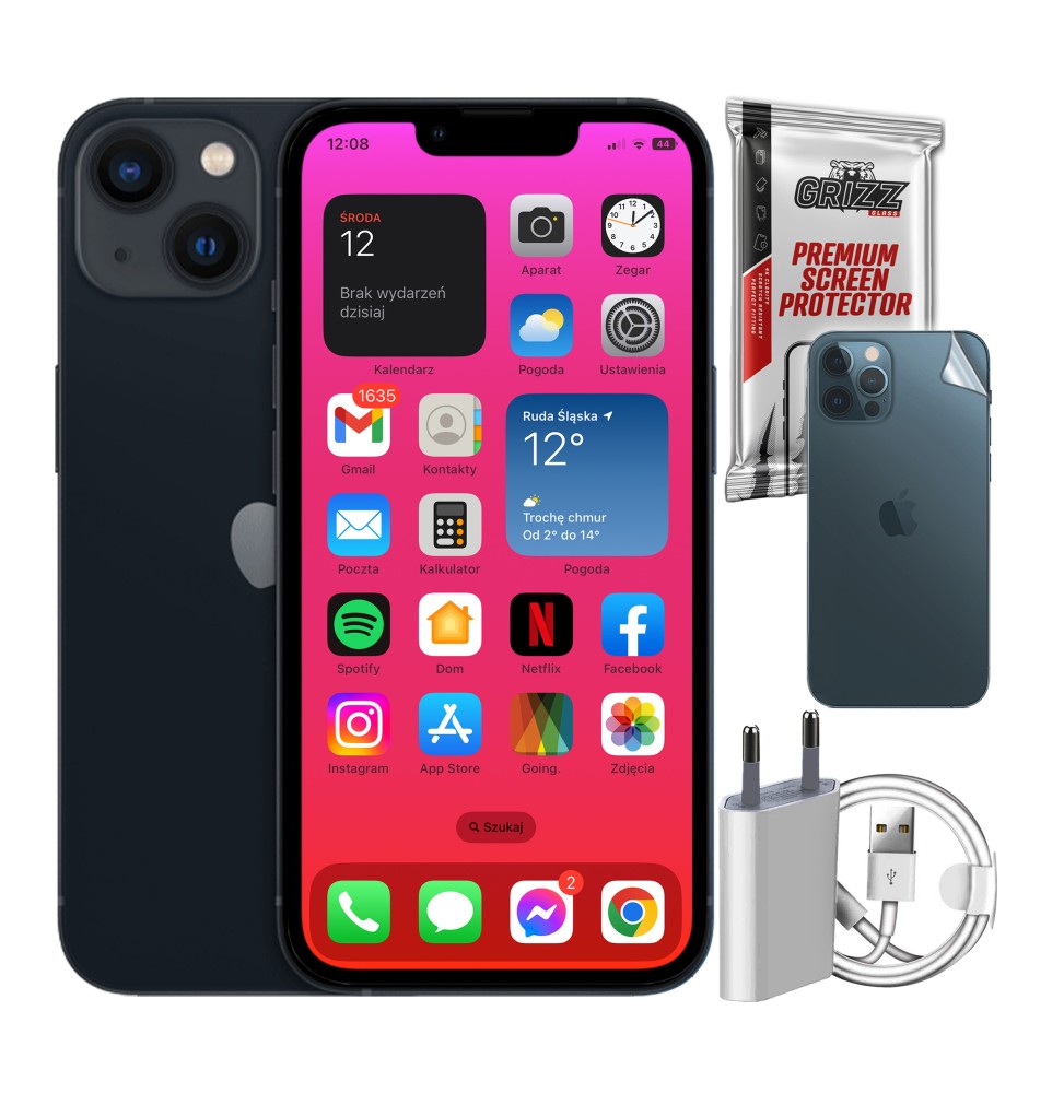 Telefon Apple iPhone 13 ZESTAW 7w1 100% kondycji baterii