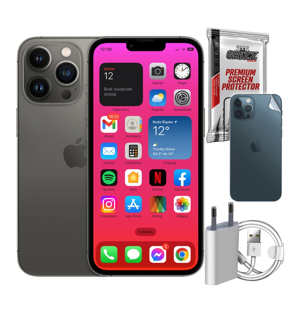 Prywatyzujące szkło hybrydowe do iPhone 13 Pro Max - Grizz SecretGlass