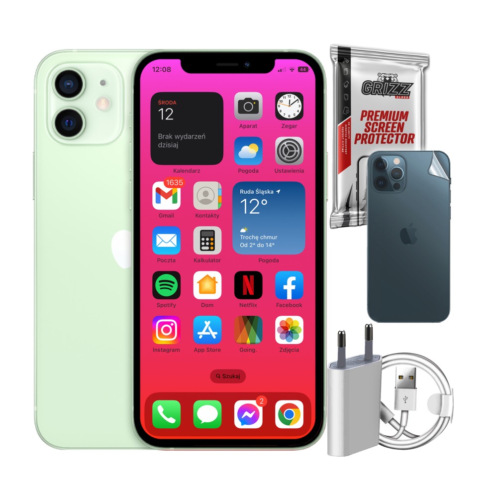 Telefon Apple iPhone 12 ZESTAW 7w1 100% kondycji baterii